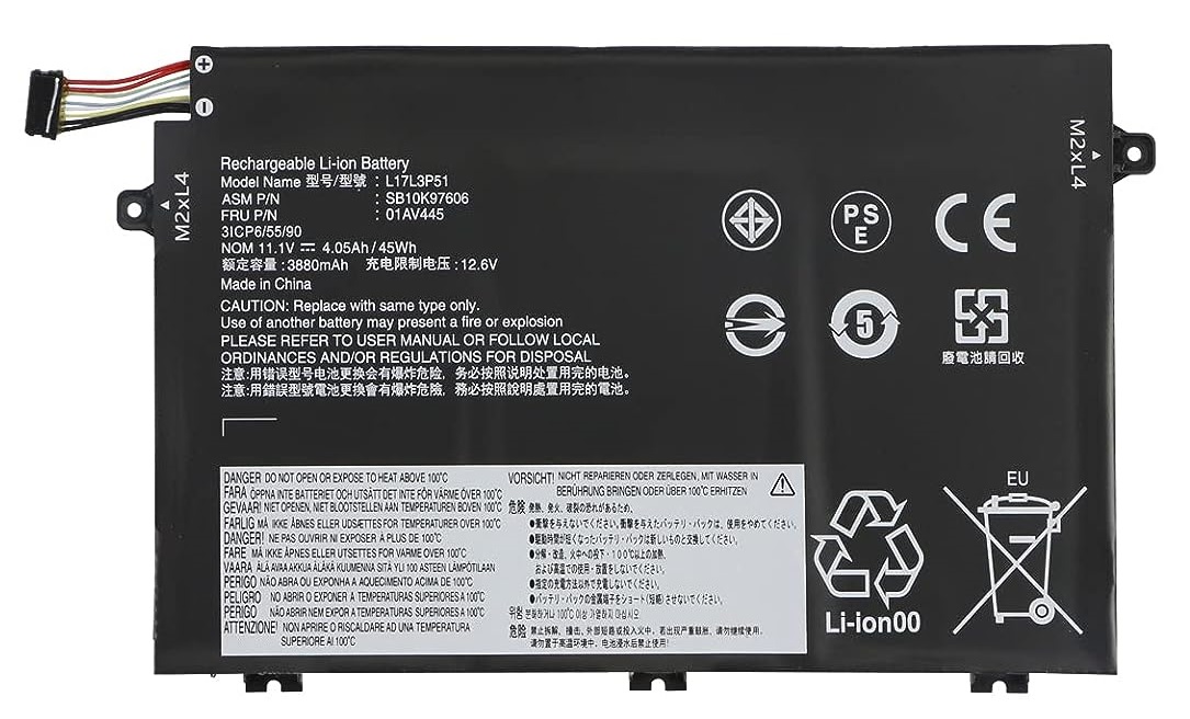 Accu voor Lenovo ThinkPad SB10K97606 SB10K97608 01AV4444 L17C3P51 L17M3P52 SB10K97609 01AV445 L17L3P51 (compatible) - Klik op de afbeelding om het venster te sluiten