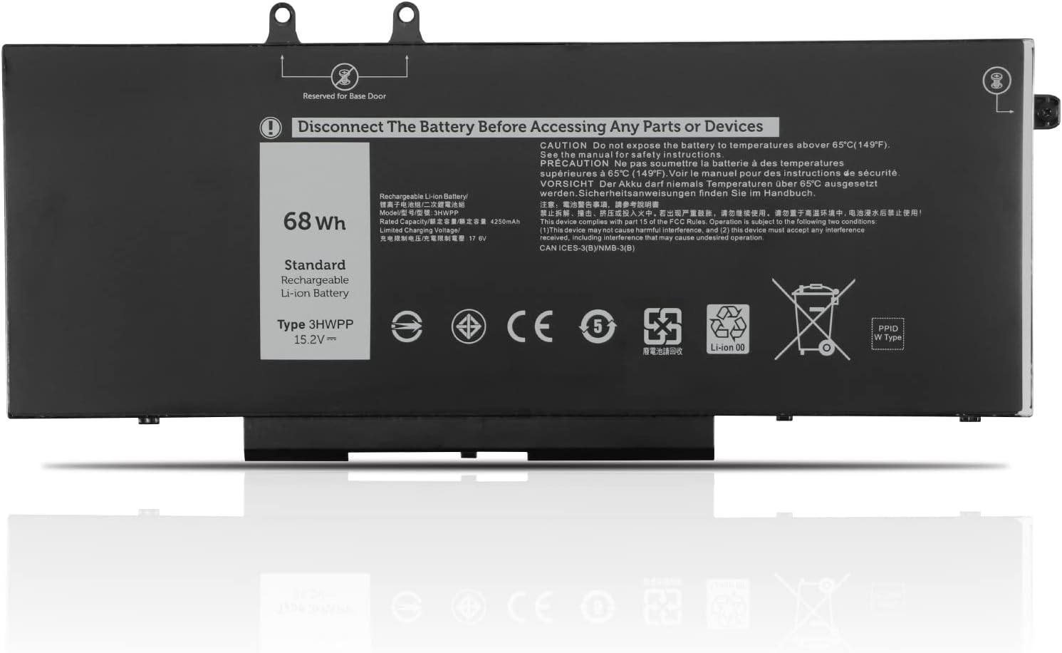 Accu voor 3HWPP Dell Precision 3541 3550 3551 Inspiron 17 7706 15 7500 7506 2 in - 1 black. Edition (compatible)