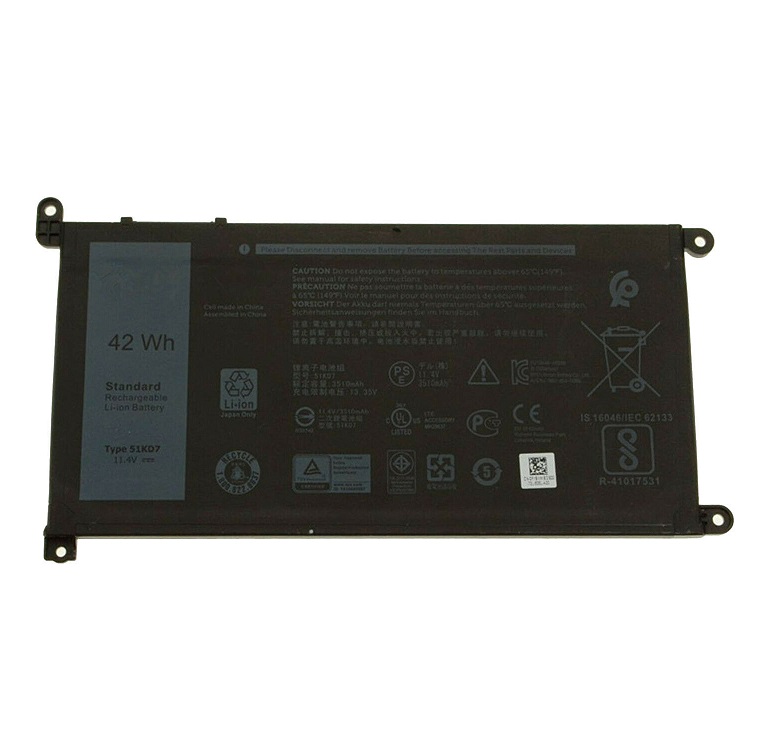 Accu voor 42Wh 11.4V Dell Y07HK 51KD7 K5XWW J0PGR 6CYH6 725KY 0FY8XM(compatible) - Klik op de afbeelding om het venster te sluiten