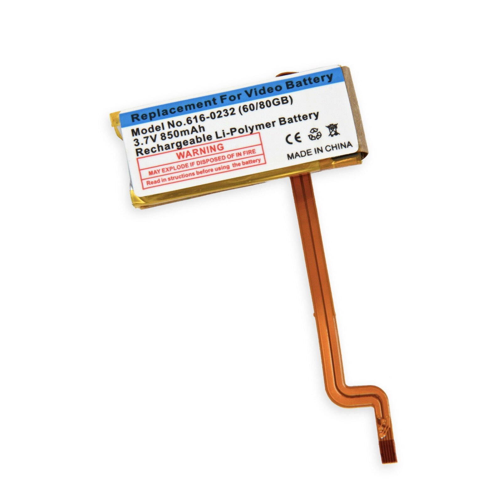 Accu Ipod 5th 5.5 Gen Video 3.7V 850mAh 616-0232 60GB 80GB(compatible)
