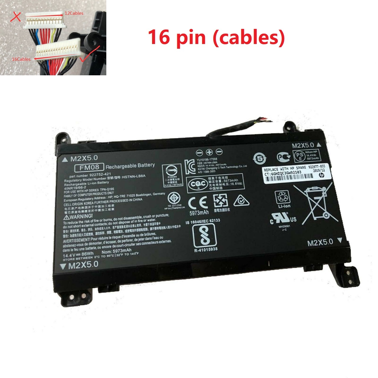Accu voor 16 pin HP OMEN 17-AN013TX 922752-421 922753-421 HSTNN-LB8A(compatible)