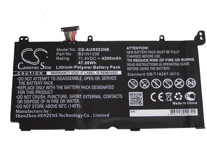 Accu voor B31N1336 Asus VivoBook V551 V551L V551LA R553L R553LN S551 S55IL(compatible) - Klik op de afbeelding om het venster te sluiten