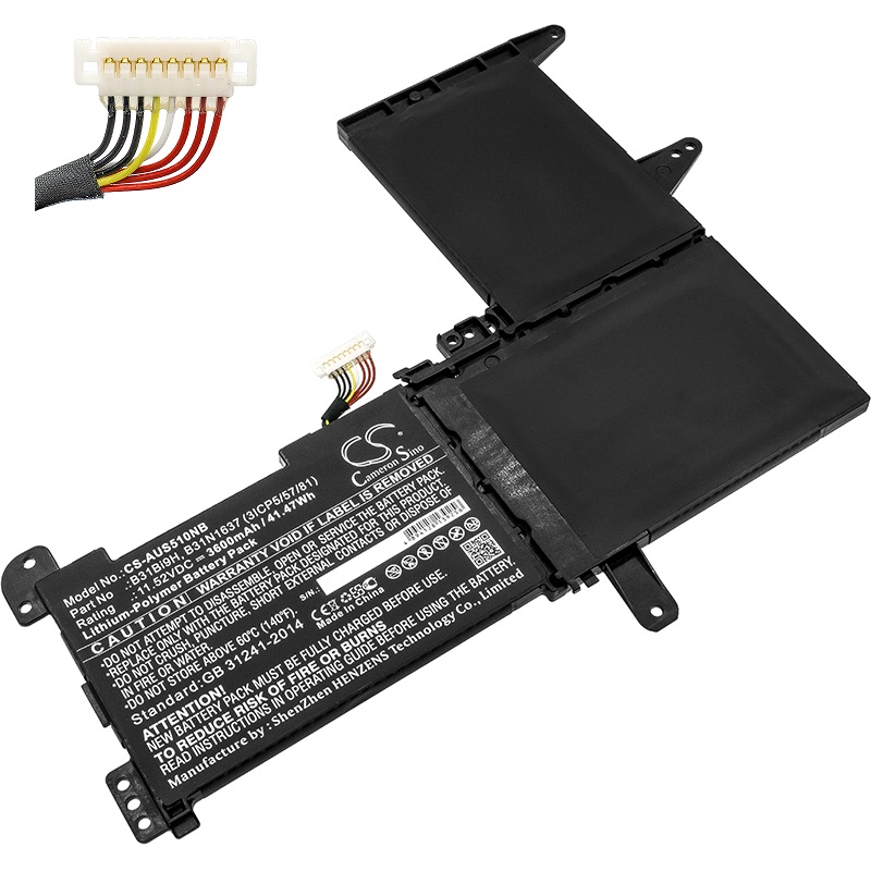 Accu voor B31N1637 B31Bi9H Asus VivoBook X510 X510U X510UF X510UQ S510U(compatible) - Klik op de afbeelding om het venster te sluiten