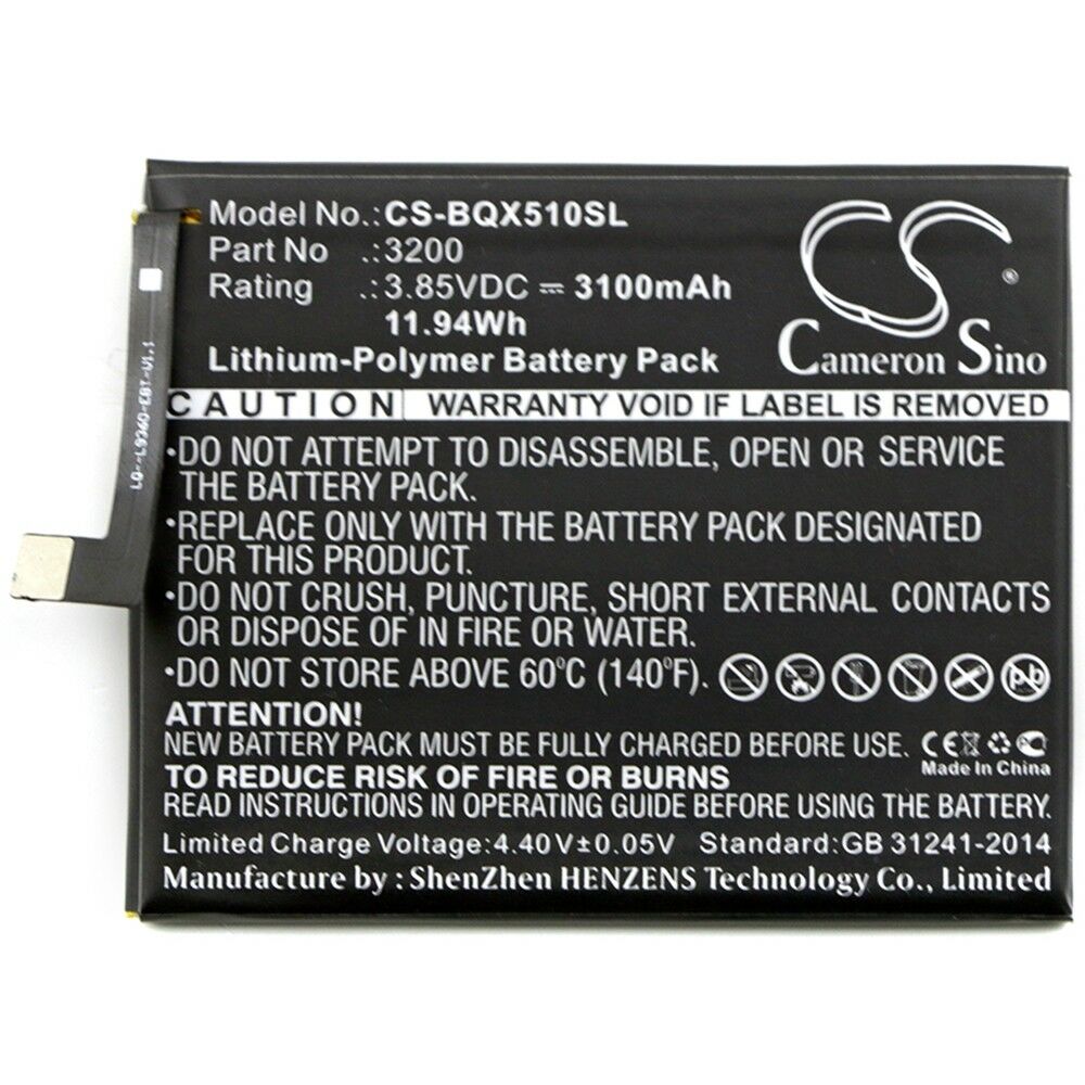 Batterie Li-Polymer BQ Aquaris X5 Plus + 3200 3100mAh 3,85V(compatible)