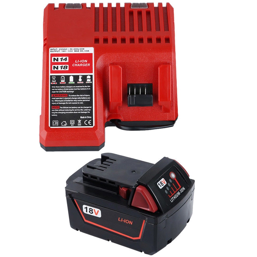 3000mAh 18V Li-Ion Batterie + chargeur pour MILWAUKEE M18 48-59-1812 1840(compatible) - Klik op de afbeelding om het venster te sluiten